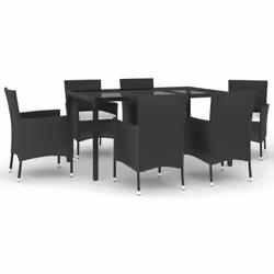 Set da Pranzo da Giardino 7 pz Nero con Cuscini in Polyrattancod mxl 124584 - Vista aggiuntiva 2