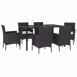 Set da Pranzo da Giardino 7 pz Nero con Cuscini in Polyrattancod mxl 124584 - Vista aggiuntiva 3