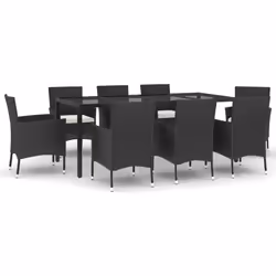 Set da Pranzo da Giardino 9 pz con Cuscini Nero in Polyrattancod mxl 100642 - Vista aggiuntiva 2
