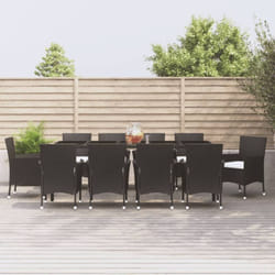 vidaXL Set da Pranzo da Giardino 11 pz con Cuscini in Polyrattan Nero