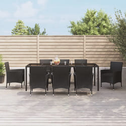 vidaXL Set da Pranzo da Giardino 9 pz con Cuscini Nero in Polyrattan