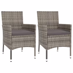vidaXL Set Bistrò da Giardino 3 pz con Cuscini in Polyrattan Grigio - Vista aggiuntiva 3