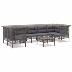Set Divani da Giardino 8 pz con Cuscini in Polyrattan Grigiocod mxl 107683 - Vista aggiuntiva 2