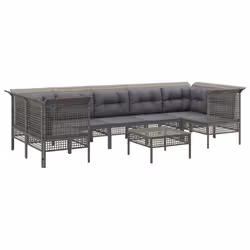Set Divani da Giardino 8 pz con Cuscini in Polyrattan Grigiocod mxl 107683 - Vista aggiuntiva 3