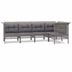 Set Divani da Giardino 5 pz con Cuscini in Polyrattan Grigiocod mxl 124592 - Vista aggiuntiva 2