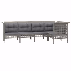 Set Divani da Giardino 5 pz con Cuscini in Polyrattan Grigiocod mxl 124592 - Vista aggiuntiva 3