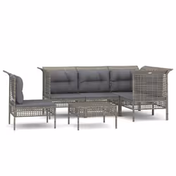 Set Divani da Giardino 6 pz con Cuscini in Polyrattan Grigiocod mxl 100667 - Vista aggiuntiva 2