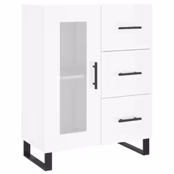 vidaXL Credenza 69,5x34x90 cm in Legno Multistrato Bianco Lucido - Vista aggiuntiva 2