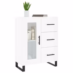 vidaXL Credenza 69,5x34x90 cm in Legno Multistrato Bianco Lucido - Vista aggiuntiva 3
