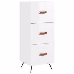 Credenza Bianco Lucido 34,5x34x90 cm in Legno Multistratocod mxl 127420 - Vista aggiuntiva 2