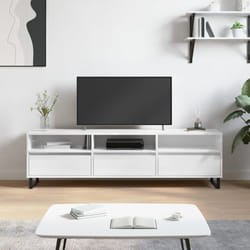 vidaXL Mobile Porta TV Bianco Lucido 150x30x44,5 cm Legno Multistrato