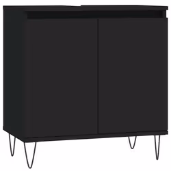 vidaXL Mobile da Bagno Nero 58x33x60 cm in Legno Multistrato - Vista aggiuntiva 2