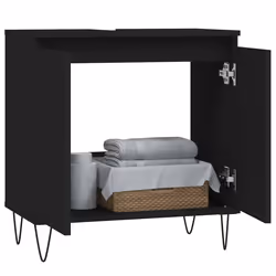 vidaXL Mobile da Bagno Nero 58x33x60 cm in Legno Multistrato - Vista aggiuntiva 3