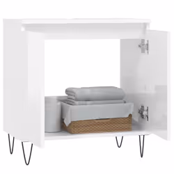 Armadietto Bagno Bianco Lucido 58x33x60cm in Legno Multistratocod mxl 128076 - Vista aggiuntiva 3