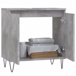 Armadietto da Bagno Grigio Cemento 58x33x60cm Legno Multistratocod mxl 80262 - Vista aggiuntiva 3