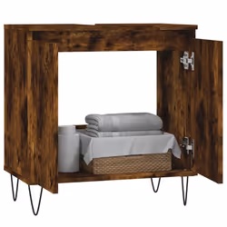 Armadietto Bagno Rovere Fumo 58x33x60 cm in Legno Multistratocod mxl 104902 - Vista aggiuntiva 3
