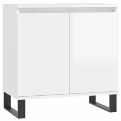 Armadietto Bagno Bianco Lucido 58x33x60cm in Legno Multistratocod mxl 80251 - Vista aggiuntiva 2
