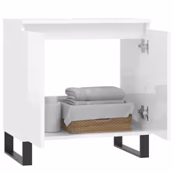 Armadietto Bagno Bianco Lucido 58x33x60cm in Legno Multistratocod mxl 80251 - Vista aggiuntiva 3