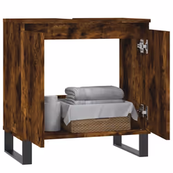 Armadietto Bagno Rovere Fumo 58x33x60 cm in Legno Multistratocod mxl 104904 - Vista aggiuntiva 3
