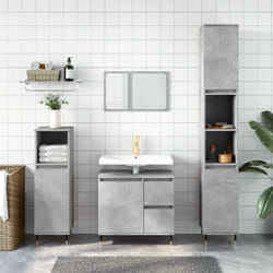 Armadietto da Bagno Grigio Cemento 65x33x60cm Legno Multistratocod mxl 80158