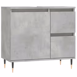 Armadietto da Bagno Grigio Cemento 65x33x60cm Legno Multistratocod mxl 80158 - Vista aggiuntiva 2