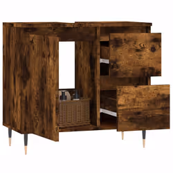 Armadietto Bagno Rovere Fumo 65x33x60 cm in Legno Multistratocod mxl 104661 - Vista aggiuntiva 3