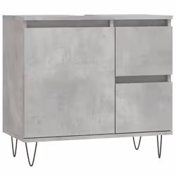 Armadietto da Bagno Grigio Cemento 65x33x60cm Legno Multistratocod mxl 104128 - Vista aggiuntiva 2