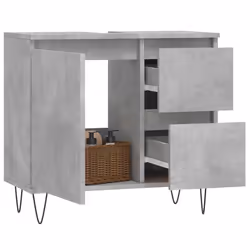 Armadietto da Bagno Grigio Cemento 65x33x60cm Legno Multistratocod mxl 104128 - Vista aggiuntiva 3