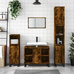 Armadietto Bagno Rovere Fumo 80x33x60 cm in Legno Multistrato vidaXL 1094