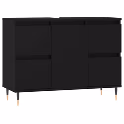 vidaXL Mobile da Bagno Nero 80x33x60 cm in Legno Multistrato - Vista aggiuntiva 2