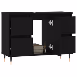 vidaXL Mobile da Bagno Nero 80x33x60 cm in Legno Multistrato - Vista aggiuntiva 3