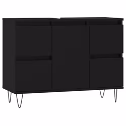 vidaXL Mobile da Bagno Nero 80x33x60 cm in Legno Multistrato - Vista aggiuntiva 2
