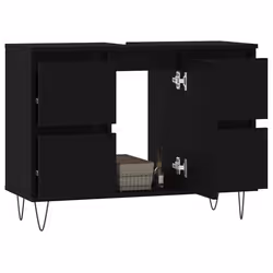 vidaXL Mobile da Bagno Nero 80x33x60 cm in Legno Multistrato - Vista aggiuntiva 3