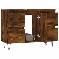 Armadietto Bagno Rovere Fumo 80x33x60 cm in Legno Multistratocod mxl 104905 - Vista aggiuntiva 3