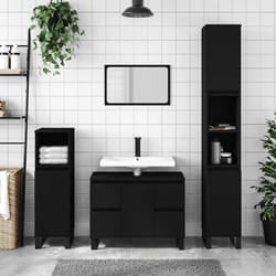 Mobile da Bagno Nero 80x33x60 cm in Legno Multistratocod mxl 79643