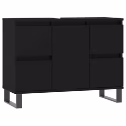 Mobile da Bagno Nero 80x33x60 cm in Legno Multistratocod mxl 79643 - Vista aggiuntiva 2