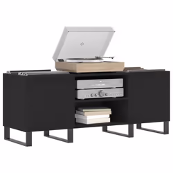 vidaXL Mobile Porta Dischi Nero 121x38x48 cm in Legno Multistrato - Vista aggiuntiva 3