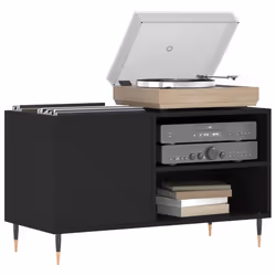 vidaXL Mobile Porta Dischi Nero 85x38x48 cm in Legno Multistrato - Vista aggiuntiva 3