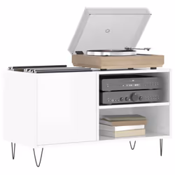 vidaXL Mobile Porta Dischi Bianco Lucido 85x38x48 cm Legno Multistrato - Vista aggiuntiva 3