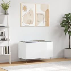 Mobile Porta Dischi Bianco Lucido 74,5x38x48 Legno Multistrato - Vidaxl
