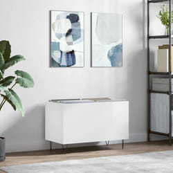 Mobile Porta Dischi Bianco Lucido 74,5x38x48 Legno Multistrato - Vidaxl