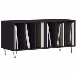 vidaXL Mobile Porta Dischi Nero 100x38x48 cm in Legno Multistrato - Vista aggiuntiva 3