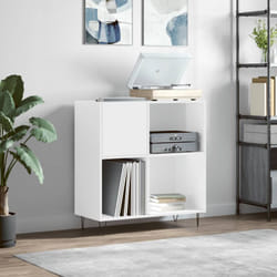 Mobile Porta Dischi, Mobile per Documenti Bianco Lucido 84, 5x38x89 Legno Multistrato Vidaxl