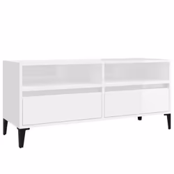 vidaXL Mobile Porta TV Bianco Lucido 100x34,5x44,5cm Legno Multistrato - Vista aggiuntiva 2