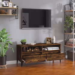 vidaXL Mobile TV Rovere Fumo 100x34,5x44,5 cm in Legno Multistrato - Vista aggiuntiva 3