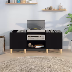 Mobile Porta Dischi Nero 121x38x48 cm in Legno Multistratocod mxl 97467 - Vista aggiuntiva 3
