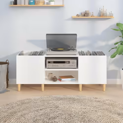 Mobile Porta Dischi Bianco Lucido 121x38x48cm Legno Multistratocod mxl 73363 - Vista aggiuntiva 3