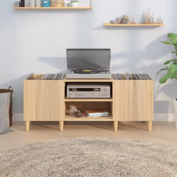vidaXL Mobile Porta Dischi Rovere Sonoma 121x38x48 cm Legno Aggregato - Vista aggiuntiva 3