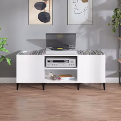 Mobile Porta Dischi Bianco Lucido 121x38x48cm Legno Multistratocod mxl 127234 - Vista aggiuntiva 3