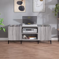 Mobile Porta Dischi Grigio Sonoma 121x38x48cm Legno Multistratocod mxl 103753 - Vista aggiuntiva 3